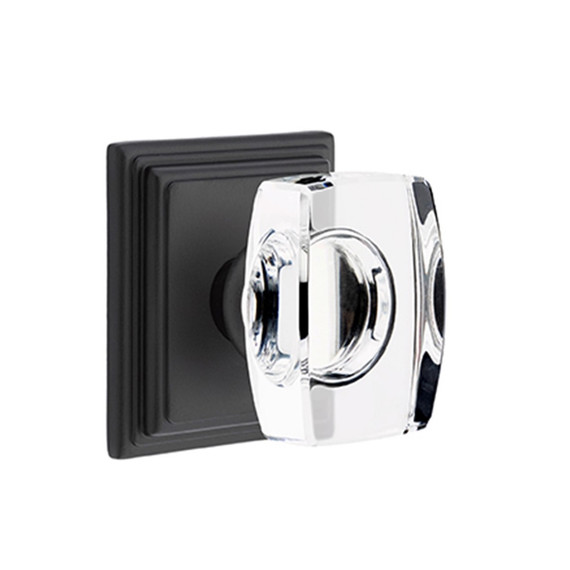 Emtek 8561-WS-US19 Windsor Crystal Door Knob Dummy Set With Wilshire Rosette Flat Black