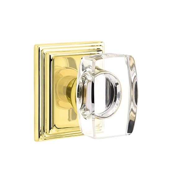Emtek 8561-WS-US3 Windsor Crystal Door Knob Dummy Set With Wilshire Rosette Polished Brass