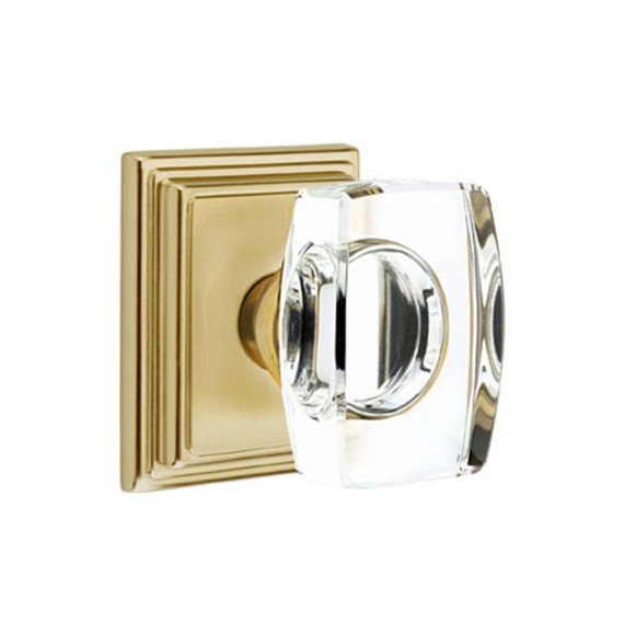 Emtek 8561-WS-US4 Windsor Crystal Door Knob Dummy Set With Wilshire Rosette Satin Brass