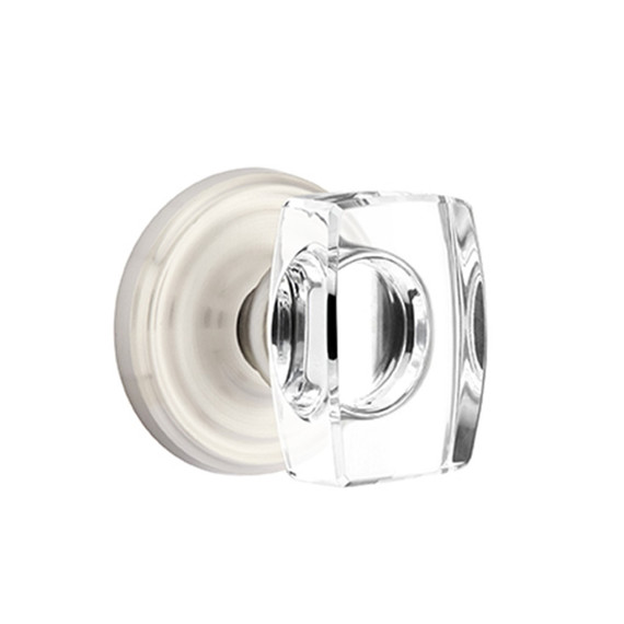 Emtek 8100-WS-US15 Windsor Crystal Door Knob Passage Set With Regular Rosette Satin Nickel