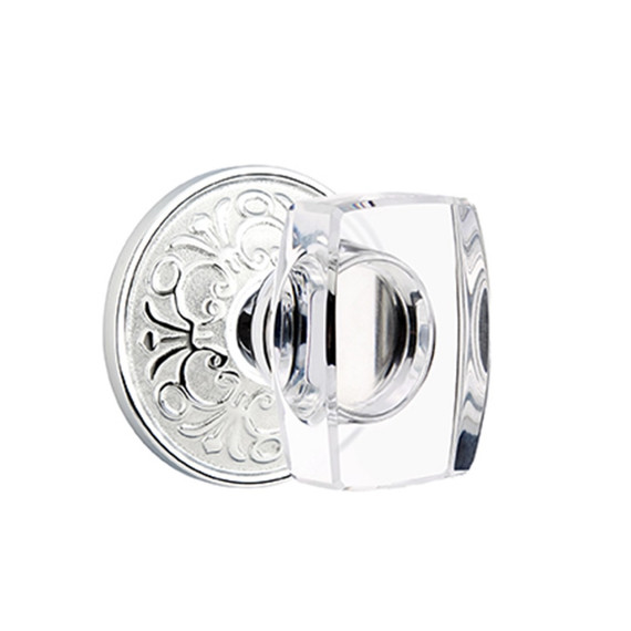 Emtek 8106-WS-US26 Windsor Crystal Door Knob Passage Set With Lancaster Rosette Polished Chrome