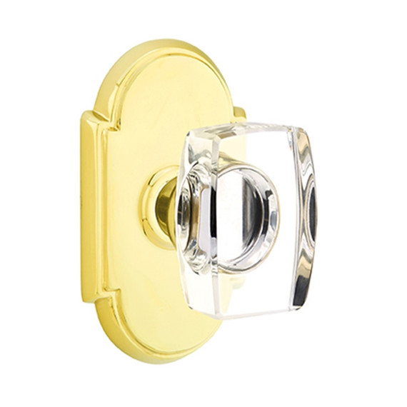 Emtek 8108-WS-US3 Windsor Crystal Door Knob Passage Set With #8 Rosette Polished Brass