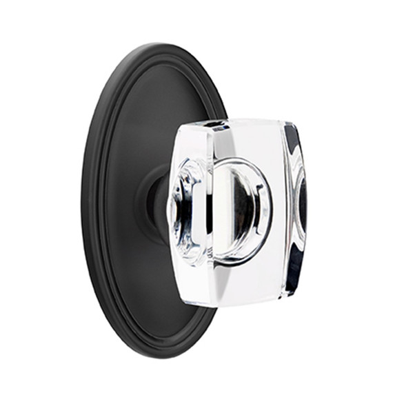 Emtek 8120-WS-US19 Windsor Crystal Door Knob Passage Set With Oval Rosette Flat Black