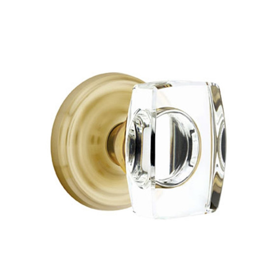 Emtek 8200-WS-US4 Windsor Crystal Door Knob Privacy Set With Regular Rosette Satin Brass