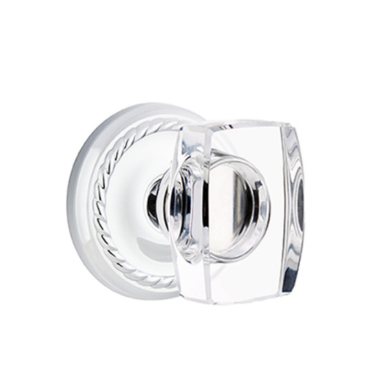 Emtek 8201-WS-US26 Windsor Crystal Door Knob Privacy Set With Rope Rosette Polished Chrome