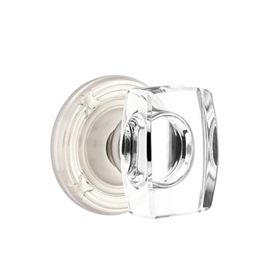 Emtek 8207-WS-US15 Windsor Crystal Door Knob Privacy Set With Ribbon & Reed Rosette Satin Nickel
