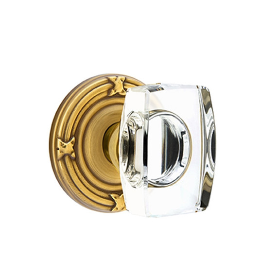 Emtek 8207-WS-US7 Windsor Crystal Door Knob Privacy Set With Ribbon & Reed Rosette French Antique