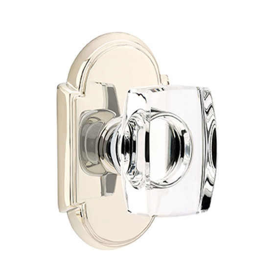 Emtek 8208-WS-US14 Windsor Crystal Door Knob Privacy Set With #8 Rosette Polished Nickel