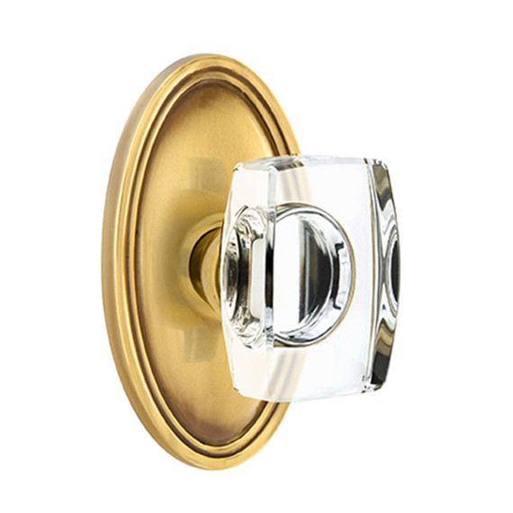 Emtek 8220-WS-US7 Windsor Crystal Door Knob Privacy Set With Oval Rosette French Antique