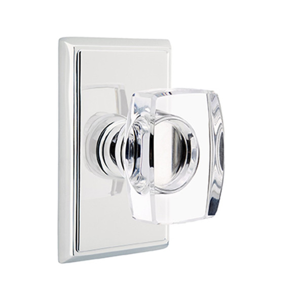 Emtek 8221-WS-US26 Windsor Crystal Door Knob Privacy Set With Rectangular Rosette Polished Chrome