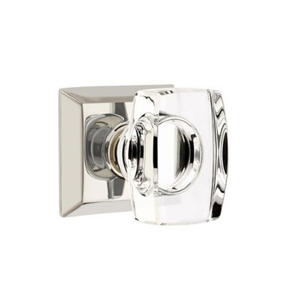 Emtek 8231-WS-US14 Windsor Crystal Door Knob Privacy Set With Quincy Rosette Polished Nickel