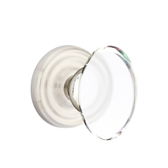 Emtek 8050-HT-US15 Hampton Crystal Door Knob Dummy Set With Regular Rosette Satin Nickel