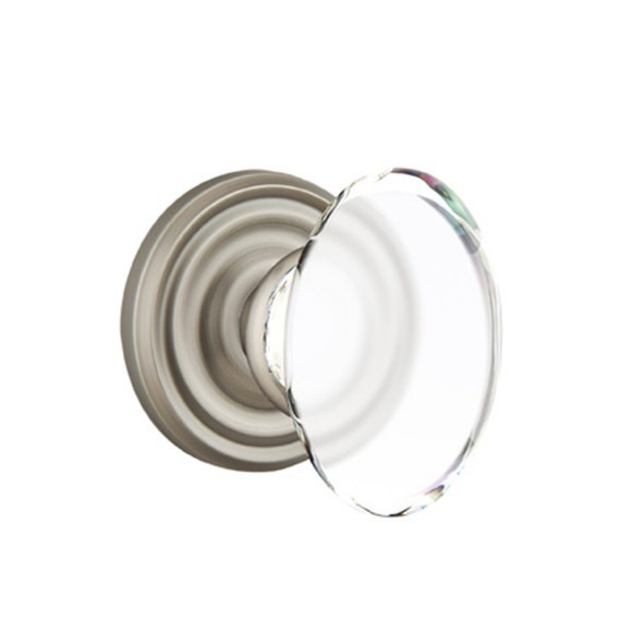 Emtek 8050-HT-US15A Hampton Crystal Door Knob Dummy Set With Regular Rosette Pewter