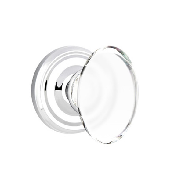 Emtek 8050-HT-US26 Hampton Crystal Door Knob Dummy Set With Regular Rosette Polished Chrome