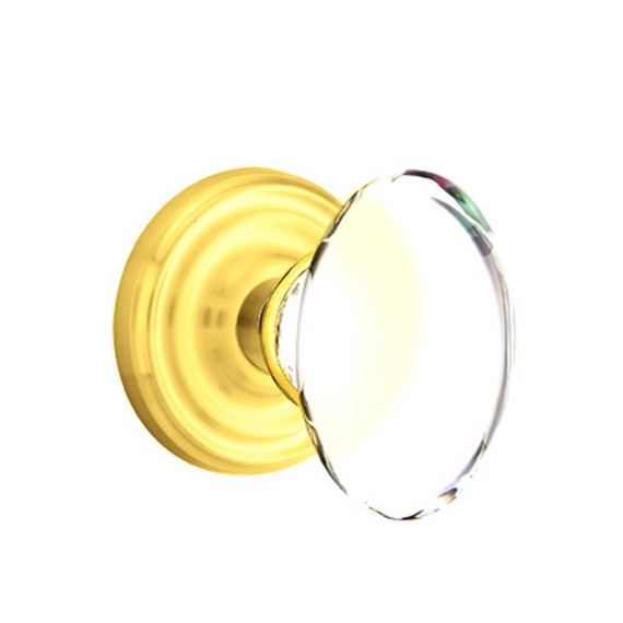 Emtek 8050-HT-US3 Hampton Crystal Door Knob Dummy Set With Regular Rosette Polished Brass
