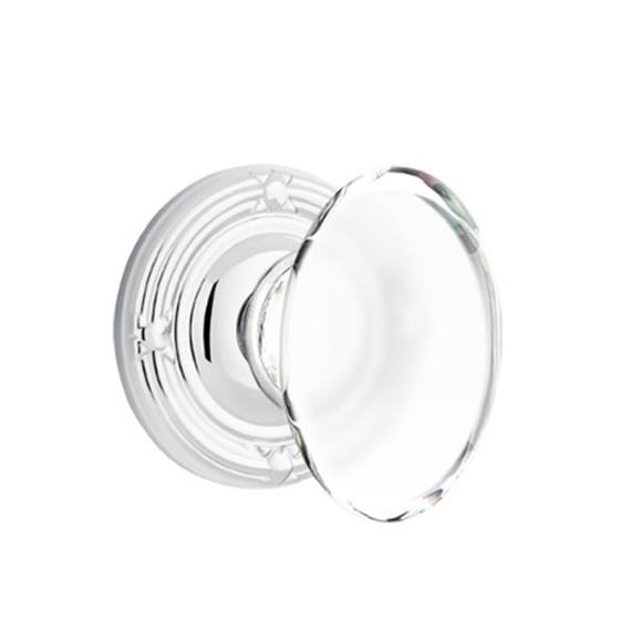 Emtek 8057-HT-US26 Hampton Crystal Door Knob Dummy Set With Ribbon & Reed Rosette Polished Chrome