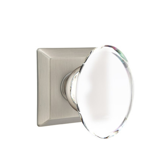 Emtek 8531-HT-US15A Hampton Crystal Door Knob Dummy Set With Quincy Rosette Pewter