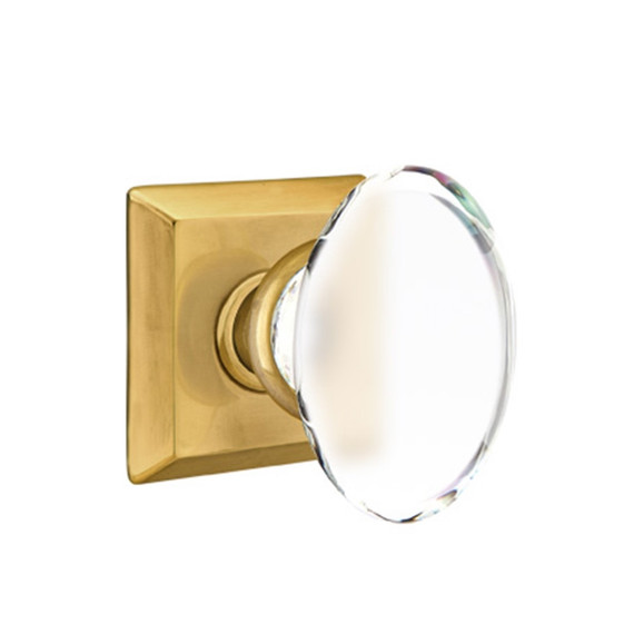 Emtek 8531-HT-US7 Hampton Crystal Door Knob Dummy Set With Quincy Rosette French Antique