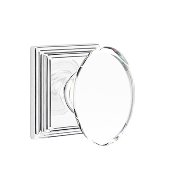 Emtek 8561-HT-US26 Hampton Crystal Door Knob Dummy Set With Wilshire Rosette Polished Chrome