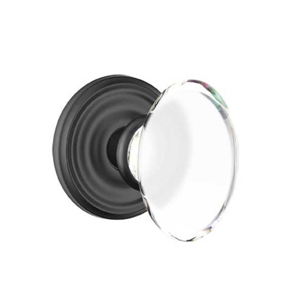 Emtek 8100-HT-US19 Hampton Crystal Door Knob Passage Set With Regular Rosette Flat Black