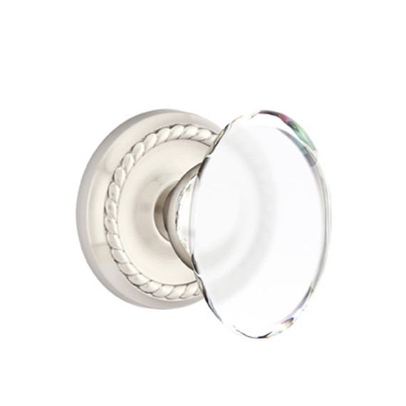 Emtek 8107-HT-US15 Hampton Crystal Door Knob Passage Set With Ribbon & Reed Rosette Satin Nickel