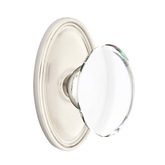 Emtek 8120-HT-US15 Hampton Crystal Door Knob Passage Set With Oval Rosette Satin Nickel