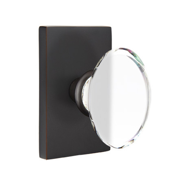 Emtek 8121-HT-US10B Hampton Crystal Door Knob Passage Set With Rectangular Rosette Oil Rubbed Bronze