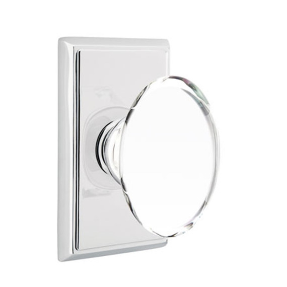 Emtek 8121-HT-US26 Hampton Crystal Door Knob Passage Set With Rectangular Rosette Polished Chrome