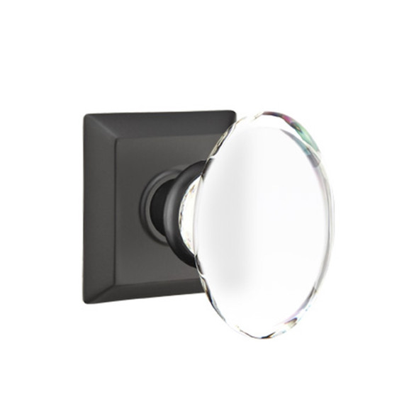 Emtek 8131-HT-US19 Hampton Crystal Door Knob Passage Set With Quincy Rosette Flat Black