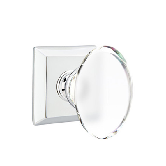 Emtek 8131-HT-US26 Hampton Crystal Door Knob Passage Set With Quincy Rosette Polished Chrome