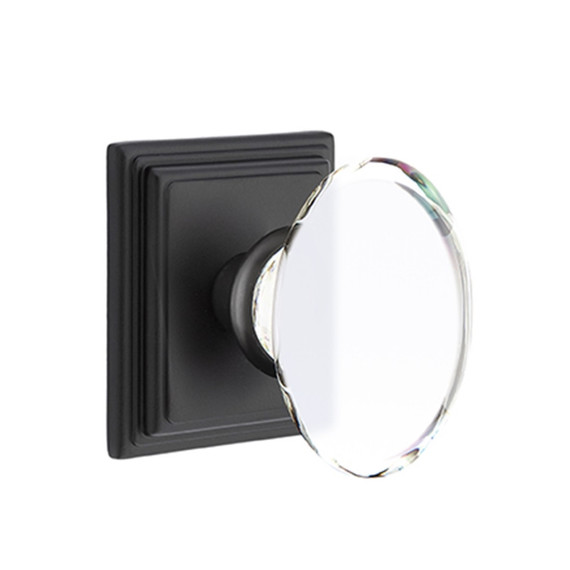 Emtek 8161-HT-US19 Hampton Crystal Door Knob Passage Set With Wilshire Rosette Flat Black