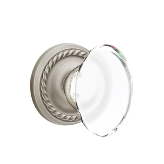 Emtek 8201-HT-US15A Hampton Crystal Door Knob Privacy Set With Rope Rosette Pewter