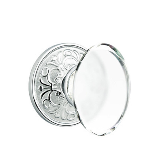 Emtek 8206-HT-US26 Hampton Crystal Door Knob Privacy Set With Lancaster Rosette Polished Chrome