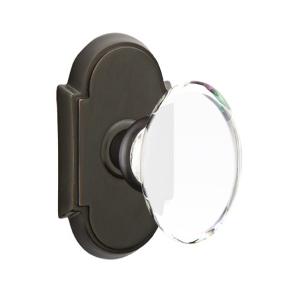Emtek 8208-HT-US10B Hampton Crystal Door Knob Privacy Set With #8 Rosette Oil Rubbed Bronze