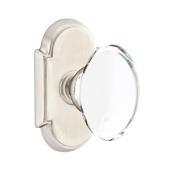 Emtek 8208-HT-US15 Hampton Crystal Door Knob Privacy Set With #8 Rosette Satin Nickel