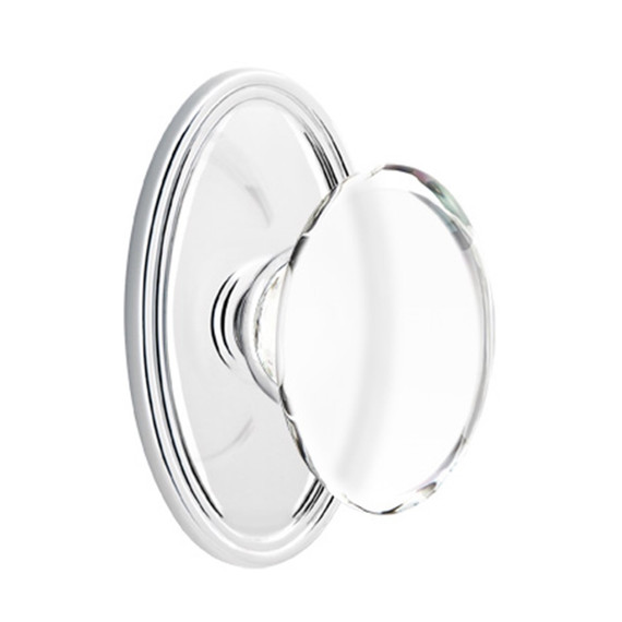 Emtek 8220-HT-US26 Hampton Crystal Door Knob Privacy Set With Oval Rosette Polished Chrome