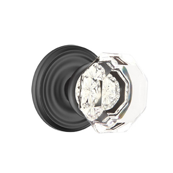 Emtek 8050-OT-US19 Old Town Clear Crystal Door Knob Dummy Set With Regular Rosette Flat Black