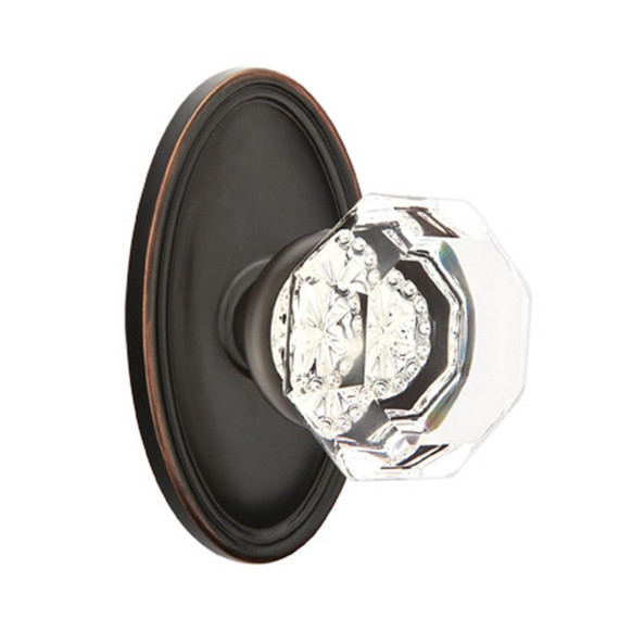 Emtek 8520-OT-US10B Old Town Clear Crystal Door Knob Dummy Set With Oval Rosette Oil Rubbed Bronze