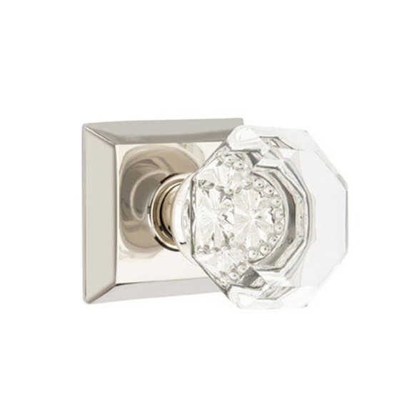 Emtek 8531-OT-US14 Old Town Clear Crystal Door Knob Dummy Set With Quincy Rosette Polished Nickel