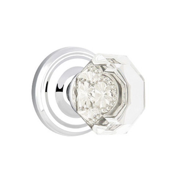 Emtek 8100-OT-US26 Old Town Clear Crystal Door Knob Passage Set With Regular Rosette Polished Chrome