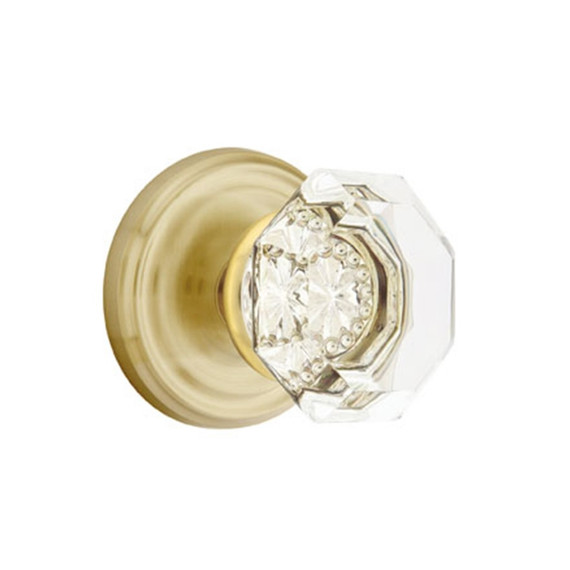 Emtek 8100-OT-US4 Old Town Clear Crystal Door Knob Passage Set With Regular Rosette Satin Brass