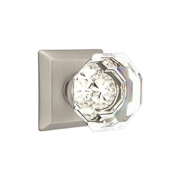 Emtek 8131-OT-US15A Old Town Clear Crystal Door Knob Passage Set With Quincy Rosette Pewter