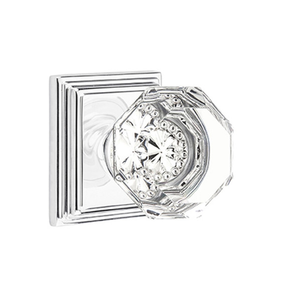 Emtek 8161-OT-US26 Old Town Clear Crystal Door Knob Passage Set With Wilshire Rosette Polished Chrome
