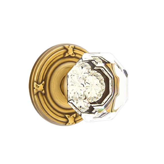 Emtek 8207-OT-US7 Old Town Clear Crystal Door Knob Privacy Set With Ribbon & Reed Rosette French Antique