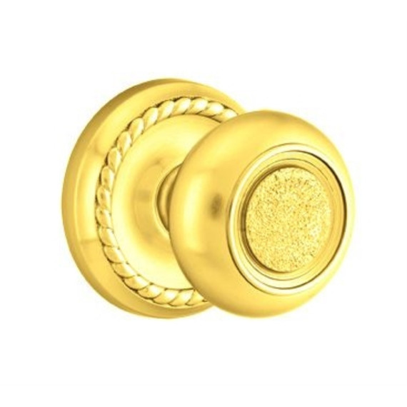 Emtek 8051-BT-US3 Belmont Door Knob Dummy Set With Rope Rosette Polished Brass