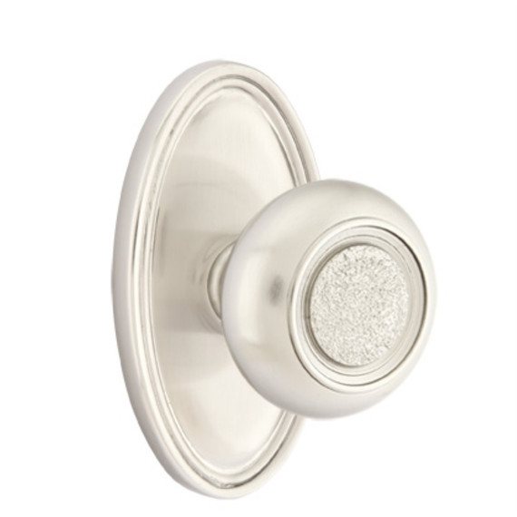 Emtek 8520-BT-US15 Belmont Door Knob Dummy Set With Oval Rosette Satin Nickel