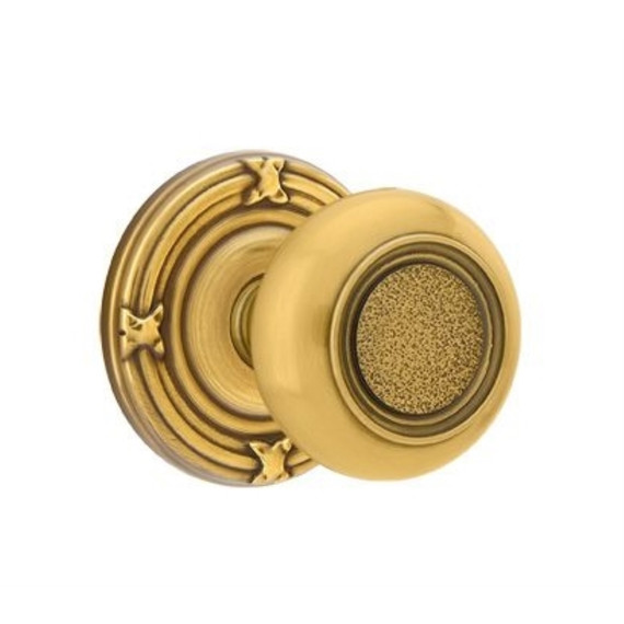 Emtek 8207-BT-US7 Belmont Door Knob Privacy Set With Ribbon & Reed Rosette French Antique