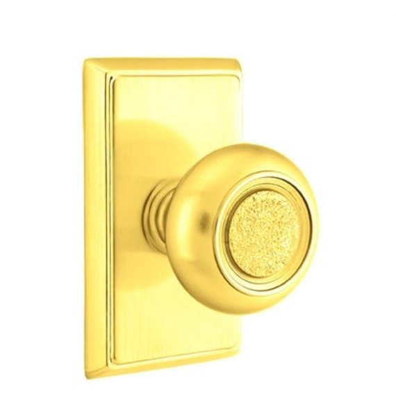 Emtek 8221-BT-US3 Belmont Door Knob Privacy Set With Rectangular Rosette Polished Brass