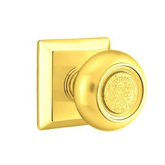 Emtek 8231-BT-US3 Belmont Door Knob Privacy Set With Quincy Rosette Polished Brass
