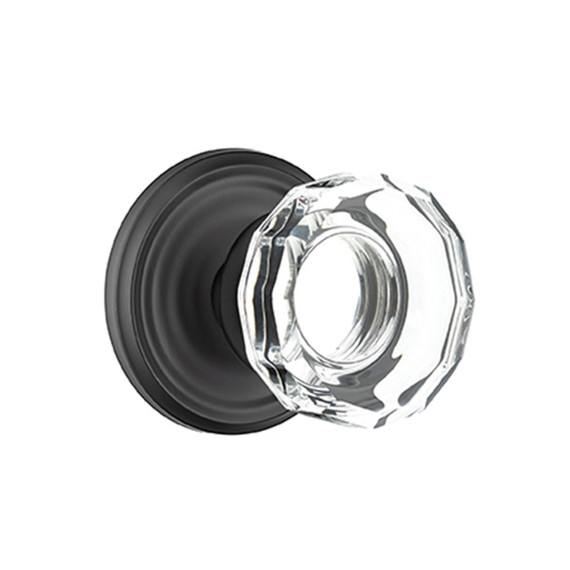 Emtek 8050-LW-US19 Lowell Crystal Door Knob Dummy Set With Regular Rosette Flat Black